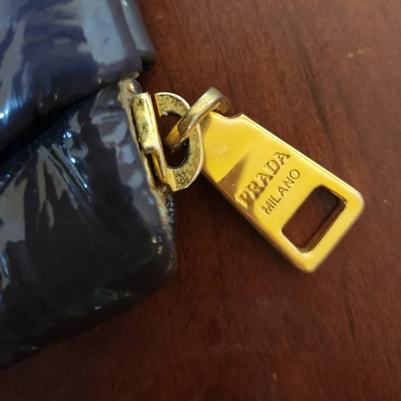 Prada Iris Naplak Patent Leather Pleated Wristlet Clutch - Picture 10 of 11